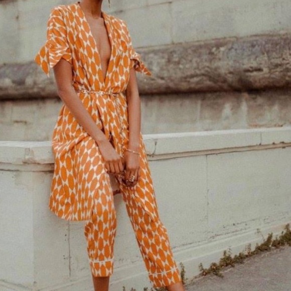 Tory Burch Haley Diamond Short Sleeve Silk Coat Size 6 - Picture 12 of 12